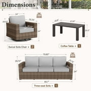 MF Studio 4 Pieces Patio Conversation Set Wicker Outdoor Furniture Sectional Sofa Set