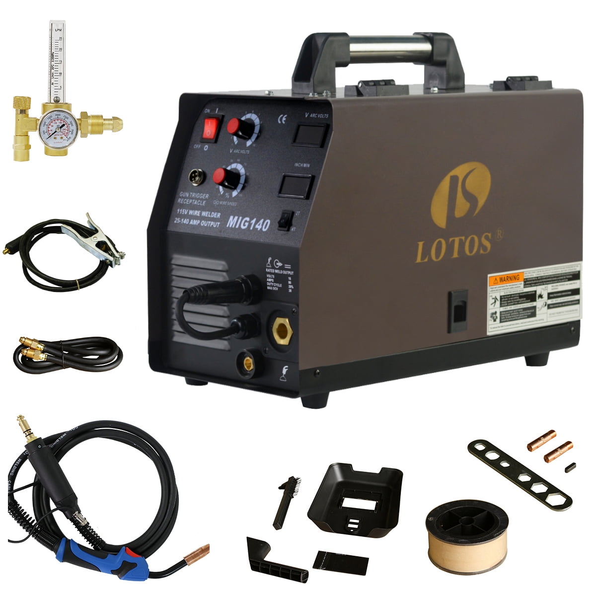 Photo 1 of 140 Amp MIG Wire Welder, Flux Core Aluminum Gas Shielded Welding with 2T/4T Switch Argon Regulator, Metal Wire Feeder