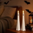 thumbnail image 3 of 4 Pack, Halloween Flameless Candles 10 Inch Spooky Halloween Decor Ghost Face Led Candles for Indoor Table Mantel Party Haunted House Halloween Decorations, White, 3 of 7