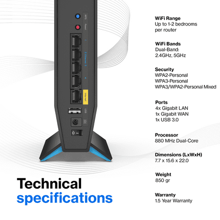 Linksys - Dual-Band AX1800 WiFi 6 Router