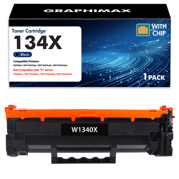 134X W1340X 1-Pack Toner Cartridge (with Chip) Compatible for HP 134X W1340X 134A W1340A Toner for HP LaserJet M209dw MFP M234dw M234sdn M234sdw Printer Ink Black