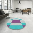 thumbnail image 4 of Ahgly Company Machine Washable Indoor Rectangle Transitional Tron Blue Area Rugs, 6' x 9', 4 of 7