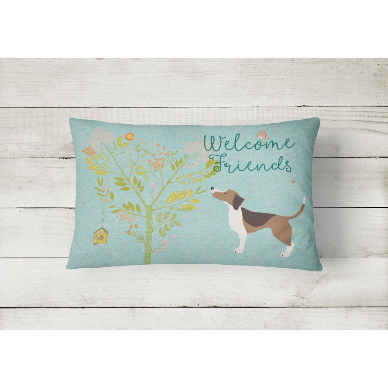 Welcome Friends Beagle Canvas Fabric Decorative Pillow