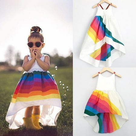 

oddler Kids Baby Girls Summer Dress Princess Party Tutu Dresses Beach Sundress 4-5Years
