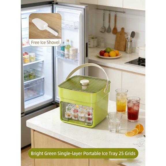 Horivan Press Type Ice Cube Maker Storage Box with Lid for Home Refrigerator and Kitchen Use