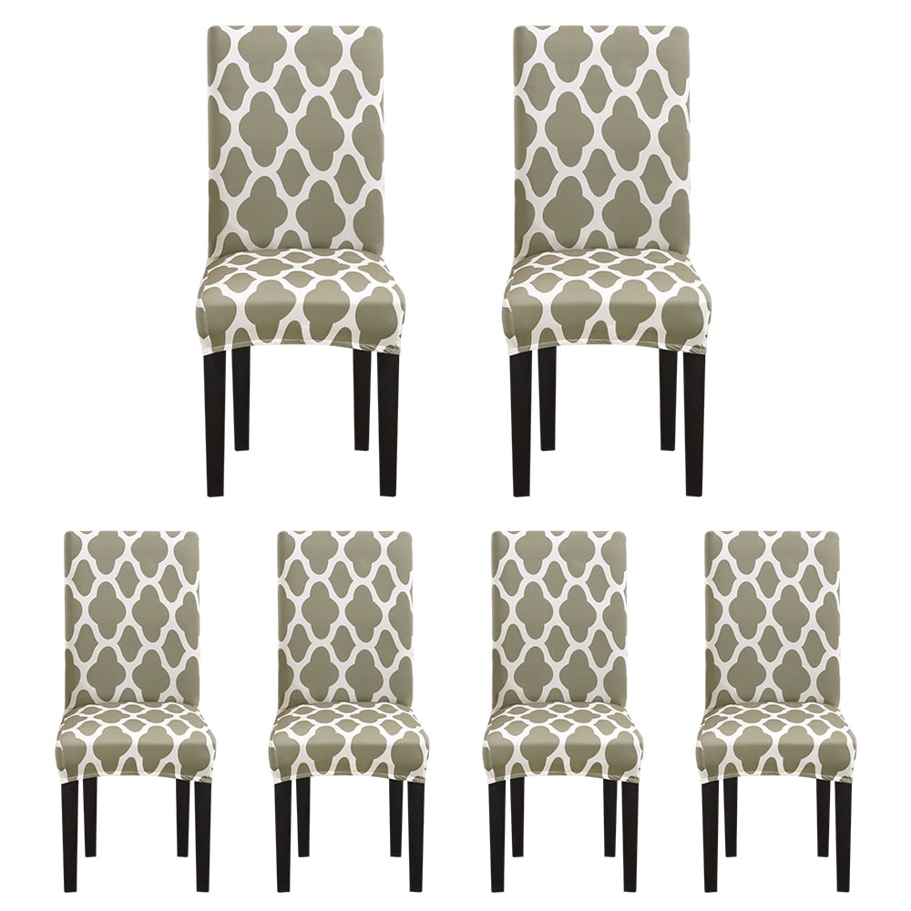 1/4/6Pcs Polyester Stretch Dining Room Chair Covers Washable Seat Slipcovers Elegant Printed