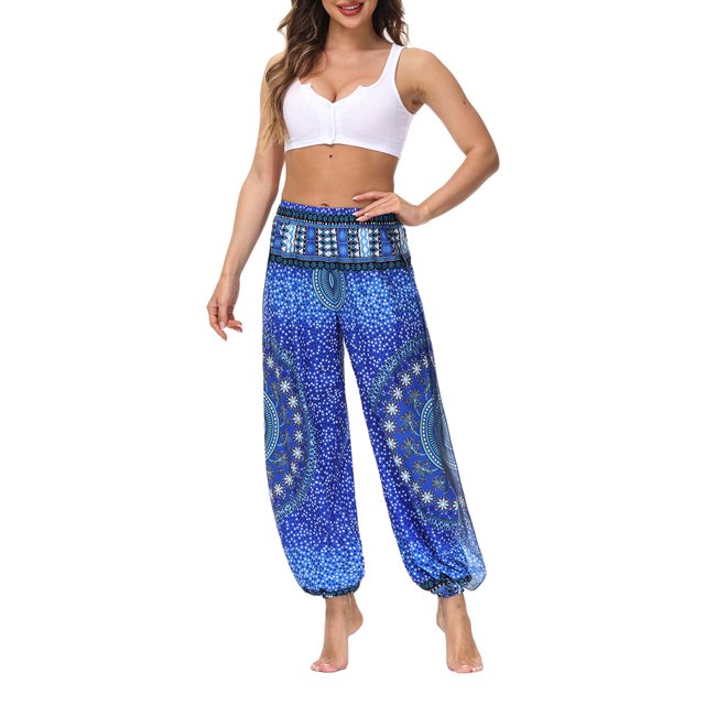 Txlixc Pantalones de entrenamiento para mujer, estampado digital bohemio, pantalones de yoga sueltos con lado dividido Txlixc Estilo de ocio