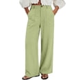 thumbnail image 3 of Dwellite Women's Wide Leg Cotton Linen Pants High Waist Straight Leg Dress Pants 2026 Casual Business Trousers with Pockets Mint Green L, 3 of 7