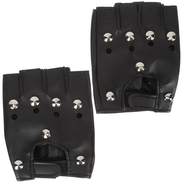 Gloves Motorcycle Half Finger Gloves Camping Black Synthetic with Wear-Resistant Feature 1 Pair