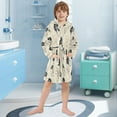thumbnail image 5 of FORMRS Niños Bathrobe Unisex Hooded Robe Soft Plush Pajamas Sleepwear, Size 4-6T, Small Black Flowers, 5 of 7