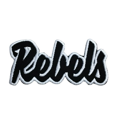 Rebels - Black/White - Team Mascot - Words/Names - Iron on Applique/Embroidered Patch