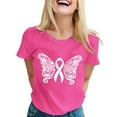 thumbnail image 2 of Lroveb Breast Cancer Awareness Shirts for Women Elegant Casual Printed Short Sleeve V Neck T Shirt Tops Pink Ribbon Graphic Tees Watermelon Red, 2 of 5