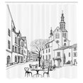 thumbnail image 3 of Ambesonne Black White Shower Curtain, Old City Sketch, 69"Wx70"L, Black White, 3 of 5