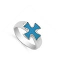 thumbnail image 4 of Simulated Turquoise Cross Polished Simple Elegant Ring ( Sizes 8 9 10 11 12 13 ) 925 Sterling Silver Band Rings (Size 12), 4 of 4