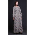 thumbnail image 4 of Bimba Moss Georgette Artistic Butterfly Print Womenâ€™s Long Elastic Waist Casual Summer MaxiÂ&nbsp;Dress-X-Large, 4 of 5