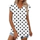 thumbnail image 2 of Craaazy Women Casual V Neck Blouse, Polka Dot/Ombre/Check Print Short Sleeve Ruffle Sleeve Top, Loose Fit Comfy T-shirts for Daily Wear Gifts, 2 of 9