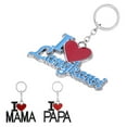 thumbnail image 3 of Wweixi Papa Mama Heart Pendant Keychain Word Keyring Key Holder Decor Accessories Family Couple Gift, 3 of 9