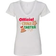thumbnail image 3 of Inktastic Christmas Official Cookie Taster with Bell and Star Cookie Women's V-Neck T-Shirt, 3 of 5