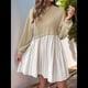 thumbnail image 4 of Vestido Corto Informal de Corte A con Cuello Redondo, Larga y Dobladillo con Volantes para Mujer Caqui M, 4 of 9