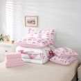 thumbnail image 6 of jejeloiu Ribbon Bow Monogram I 7 Pieces Bedding Comforter Set For Girls,Bow tie Cherry Theme Initial Design Full Bedding Set For Kids,Pink Reversible, 6 of 7