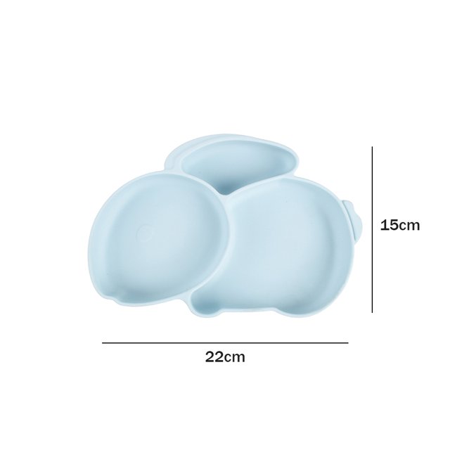 Plato De Alimentación De Bebé De Silicona Platos para niños de dibujos animados Platos de alimentación para bebés de silicona Cubiertos para bebés (azul claro) Ndcxsfigh Libre de BPA