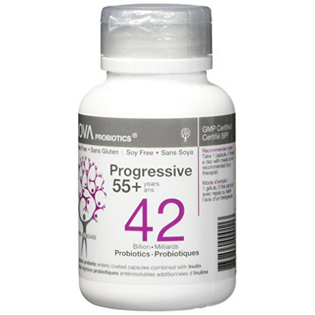 Progressive 55+ - 42 Billion Probiotics per Capsule - No Refrigeration Required