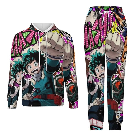 My Hero Academia Unisex Adult Sweatsuits Hoodie & Sweatpants Long Sleeve Hooded Sweatshirt Matching Joggers Tracksuit Sets 2XS