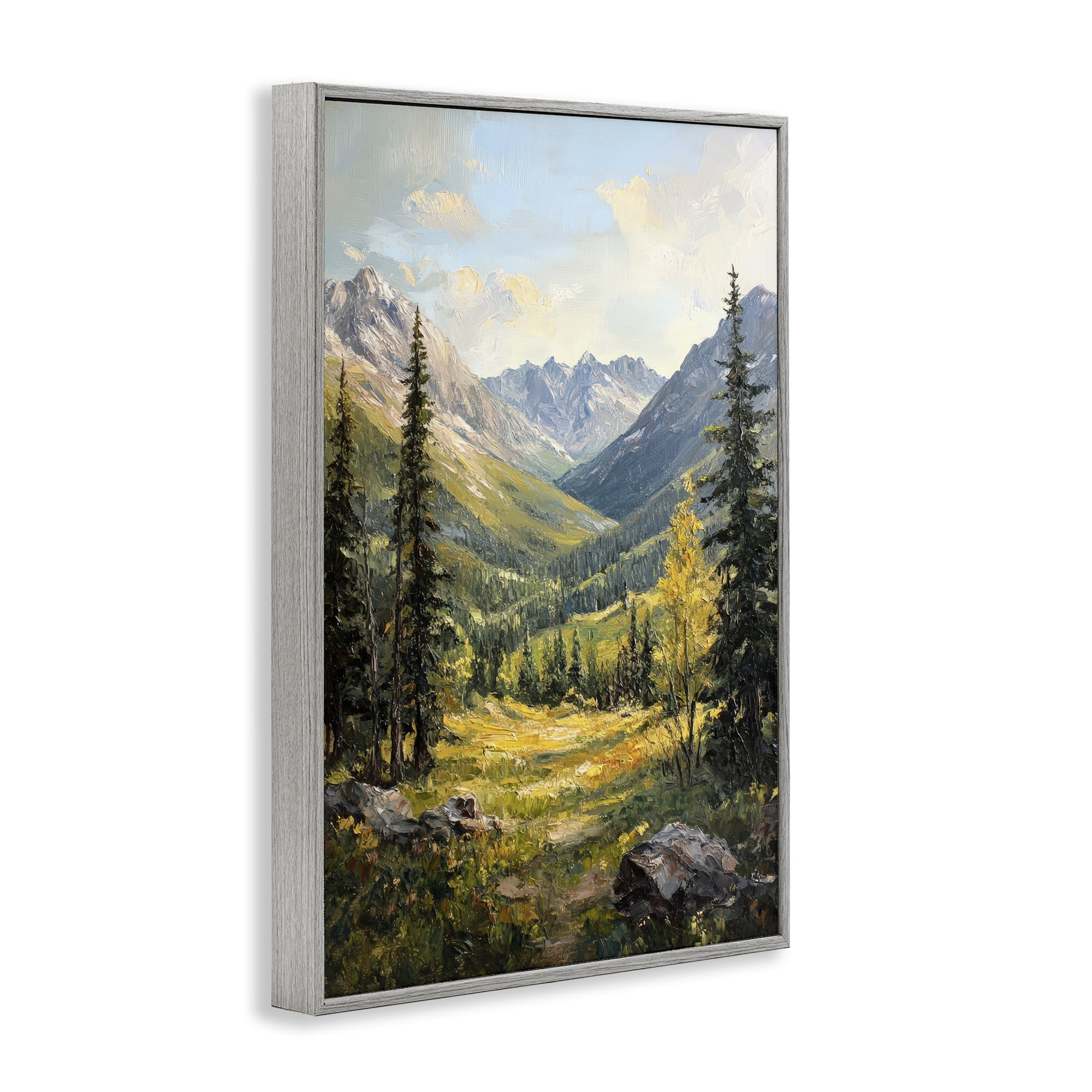 Stupell Industries Mountain Refuge in Golden Valley Gray Framed Giclee Art, design by Petal Prints Design