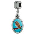 thumbnail image 1 of Sparrow Little Brown Bird on Stick Italian European Style Bracelet Oval Charm Bead, 1 of 4