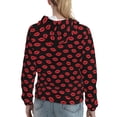 thumbnail image 7 of Picia Sexy Red Lips Kiss Pattern Casual Women's Hoodie, Hooded Sweatshirt with Kangaroo Pocket, Comfortable Pullover with Eye-catching Drawstrings-Small, 7 of 7