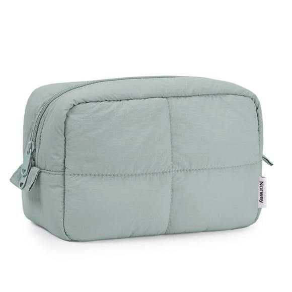 Bolsa de maquillaje Narwey Puffy acolchada para viajes para mujeres y niñas, color verde