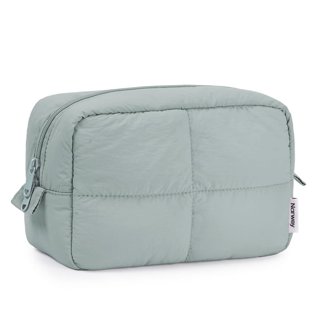 Bolsa de maquillaje Narwey Puffy acolchada para viajes para mujeres y niñas, color verde