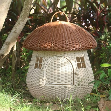 Closed Going Out Home Dual-use pet nest Rattan nest Cute cat nest Dog Kennel Anti-Rattan Mushroom House Raised Cat Bed Rattan Cat Bed Cat Basket Bed Dog House Dog Bed