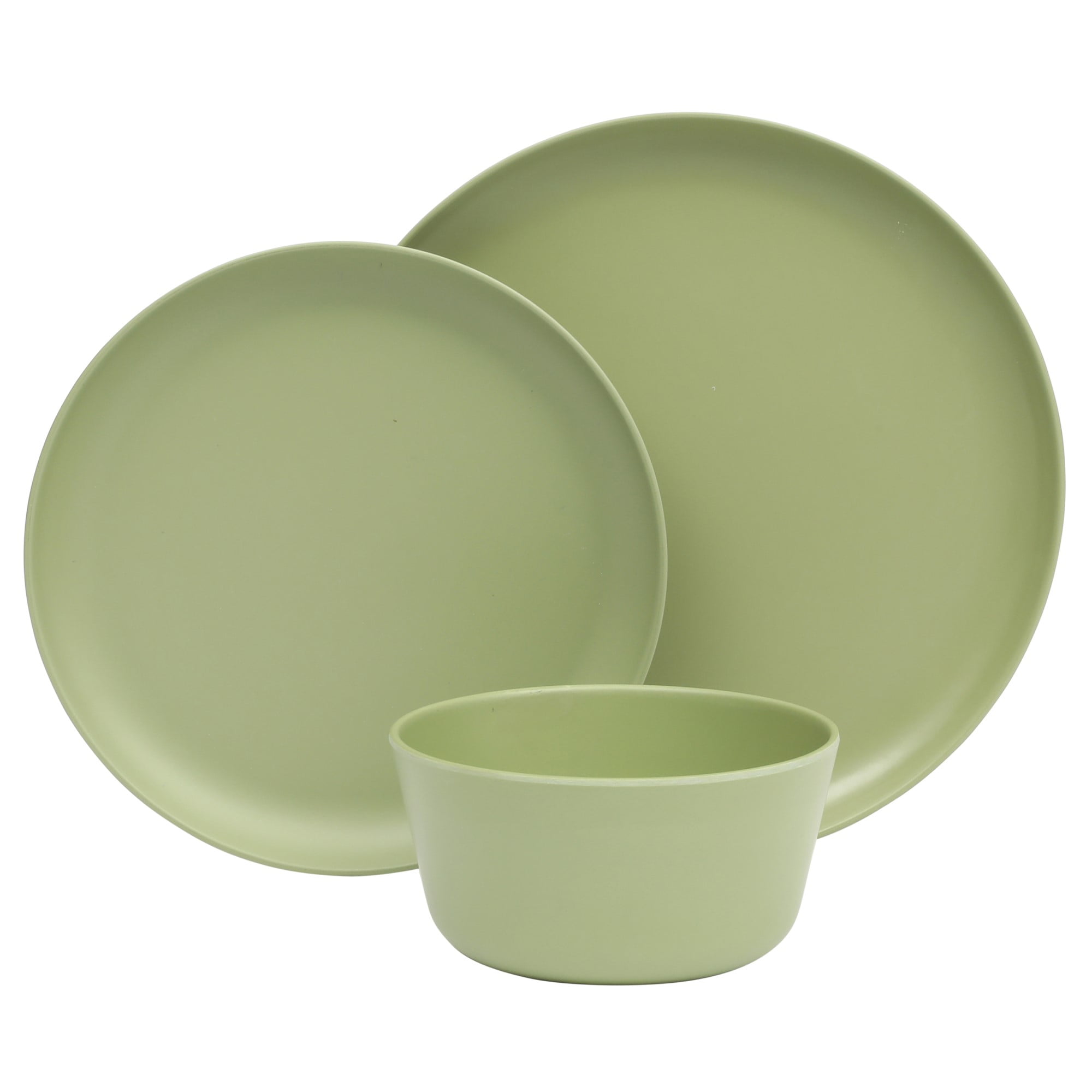Gibson Home Fairhope 12 Piece Melamine Dinnerware Set - Matte Green