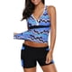 thumbnail image 1 of Traje de baño tankini de dos piezas con escote en V y pantalón corto para mujer, talla grande, 1 of 4