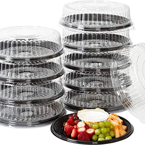 Large Plastic Catering Tray w/Dome Lid Stackable Party Platters by Avant Grub 