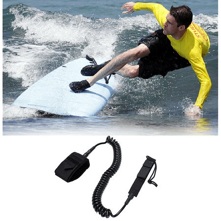 Black Surfboard Leash 10ft Coiled Stand UP Surfing Paddle Board Leash TPU 7mm