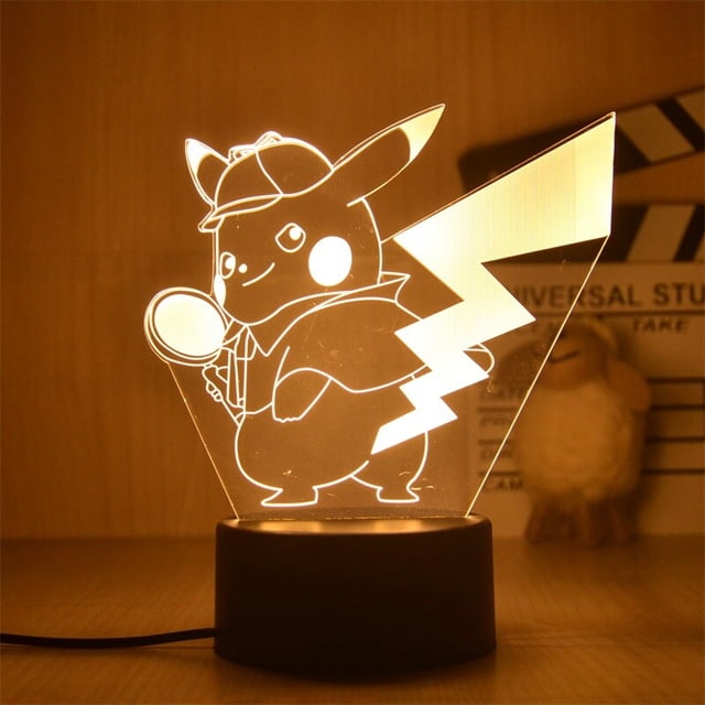 Luz de noche Led 3D de Pokémon para niños, figuras de Anime de juguete, lámpara de mesita de noche de Pikachu para niños, decoración de dormitorio, regalo de cumpleaños, nuevo