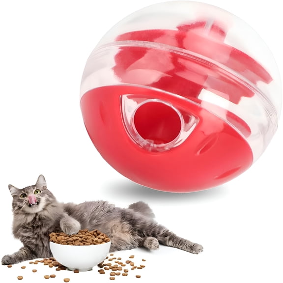 BESTSKY Interactive Cat Treat Dispensing Ball, Slow Feeder Puzzle Toy for Indoor Cats, Adjustable Opening Bite Resistant Pet Training Toy