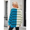 thumbnail image 4 of ORUYROP Pull à Rayures pour Femmes Col Rond Manches Longues Tricoté Bloc de Couleur Décontracté Léger, Bleu, Large, 4 of 5