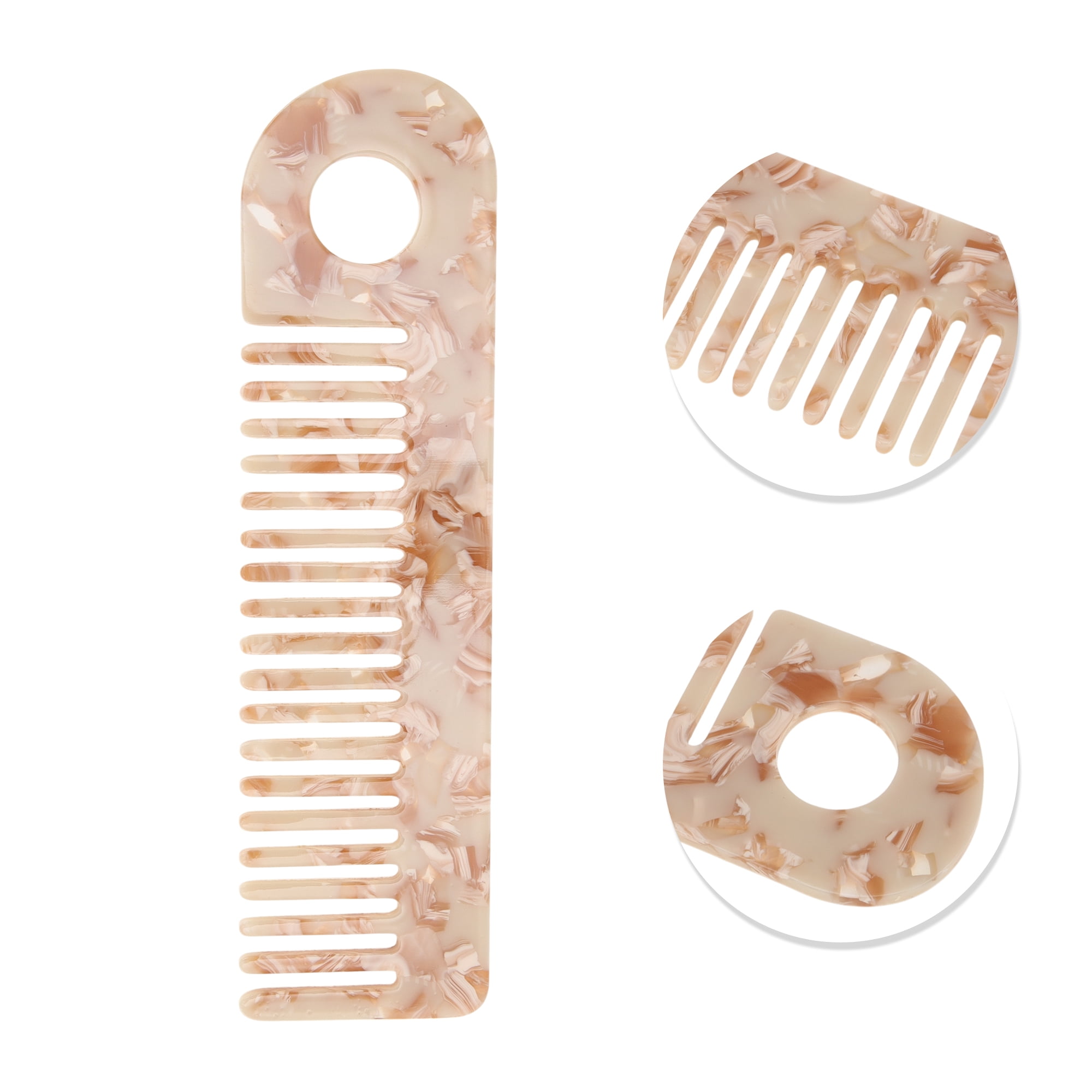 Unique Bargains 1 Pc Exquisite Marble Pattern Hair Comb for All Hair Types Coffee Color