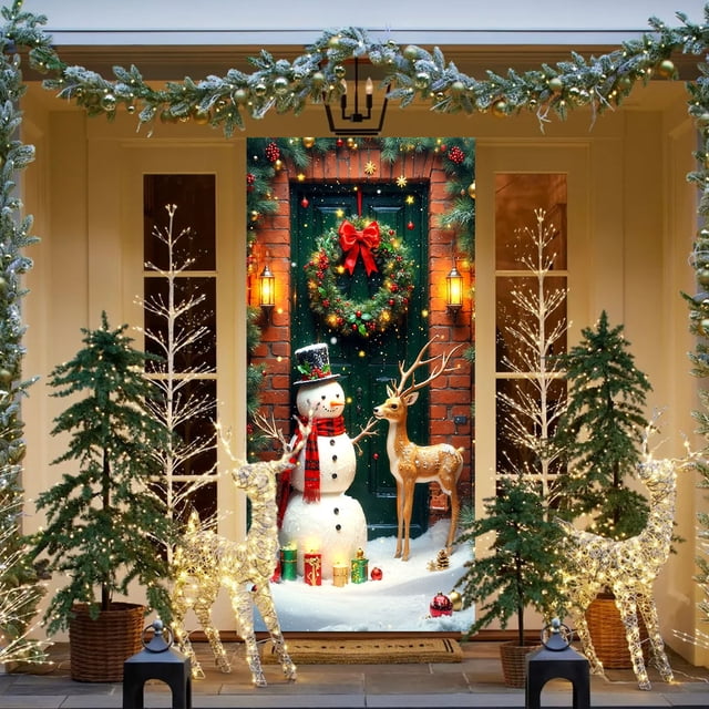 Vaidha 35x72 Pouces Couverture de Porte de Noël avec Design Père Noël / Rideau de Porte en Polyester pour Décoration Murale et de Table / Décoration de Fête Festive pour Usage Intérieur et Extérieur