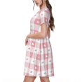 thumbnail image 2 of Disketp Plaid Heart para Vestido de Manga Corta para Mujeres, Vestidos de Verano para Mujeres, Casual y Holgado para la Playa, 2 of 6