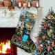 thumbnail image 1 of Una Película de Minecraft Tema: Calcetines de Navidad, fino lino blanco para colgar en escaleras y chimenea, decoración navideña para el hogar, regalo de Navidad.54cm×38cm, 1 of 5