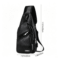 thumbnail image 3 of Tanyzvel Vintage PU Leather Sling Crossbody Backpack with USB Charging Port, Unisex Chest Bag for Men Women Travel Camping Hiking Holiday Gift, 3 of 5