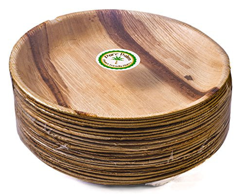 Upscale Disposable Dinnerware; All-natural Biodegradable Plates 25 Pack 6 Square Pure Palm Planet Friendly Palm Leaf Plates; Bamboo-Style