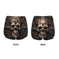 thumbnail image 3 of Hirioo Metal Style Horned Skull for Women's Double Layer Athletic Shorts High-Performance Gym Shorts with Inner Pocket, Elastic Waistband-Medium, 3 of 7