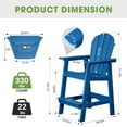 thumbnail image 5 of LovoIn | Tall Adirondack Chairs Set of 2，Outdoor Adirondack Barstools with Double Connecting Tray Patio Stools Weather Resistant for Outdoor Deck Lawn Pool Backyard - Navy Blue, 5 of 9