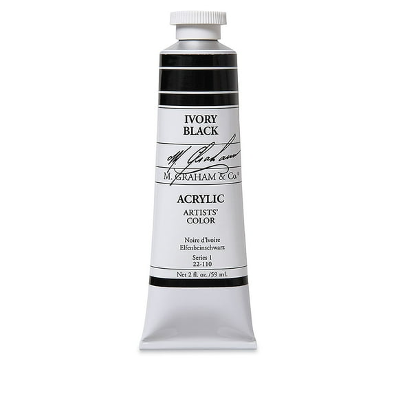 M. Graham Artists' Acrylics - Ivory Black, 2 oz tube