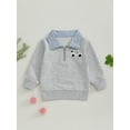thumbnail image 4 of BemeyourBBs Toddler Baby Boy Fall Winter Spring Sweatshirt Golf Club Outfit Embroidery Quarter Zip Pullover Plaid Lapel Long Sleeve Collared Shirt Sweater Tops, 4 of 9